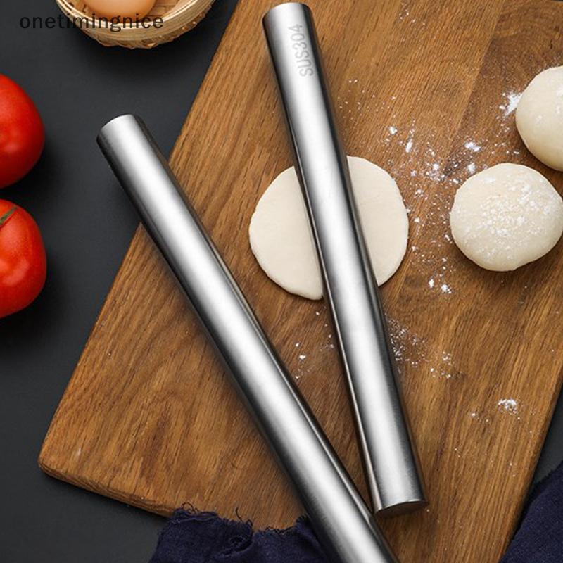 Onetimingnice สแตนเลส Rolling Pin Dough Roller Bake พิซซ่าก๋วยเตี๋ยวคุกกี้เกี๊ยวทําเครื่องมือ OTN