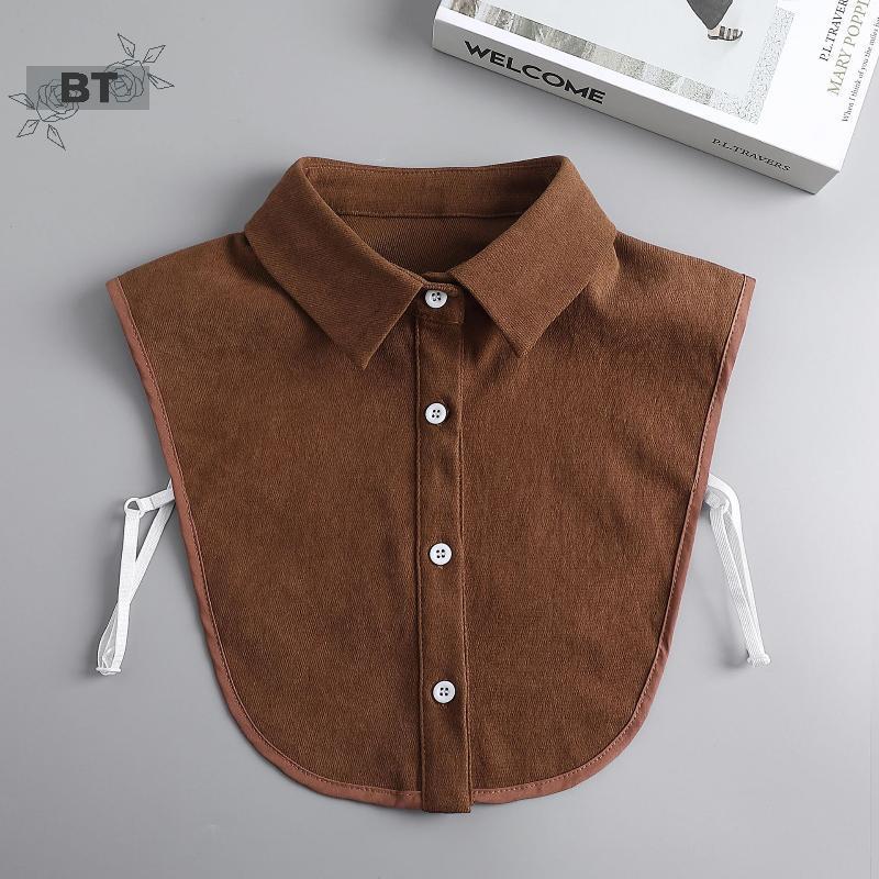BT Women Vintage Brown Faux Collar Shirt Warm & Stylish Perfect For Layering Casual Attire Vintage S