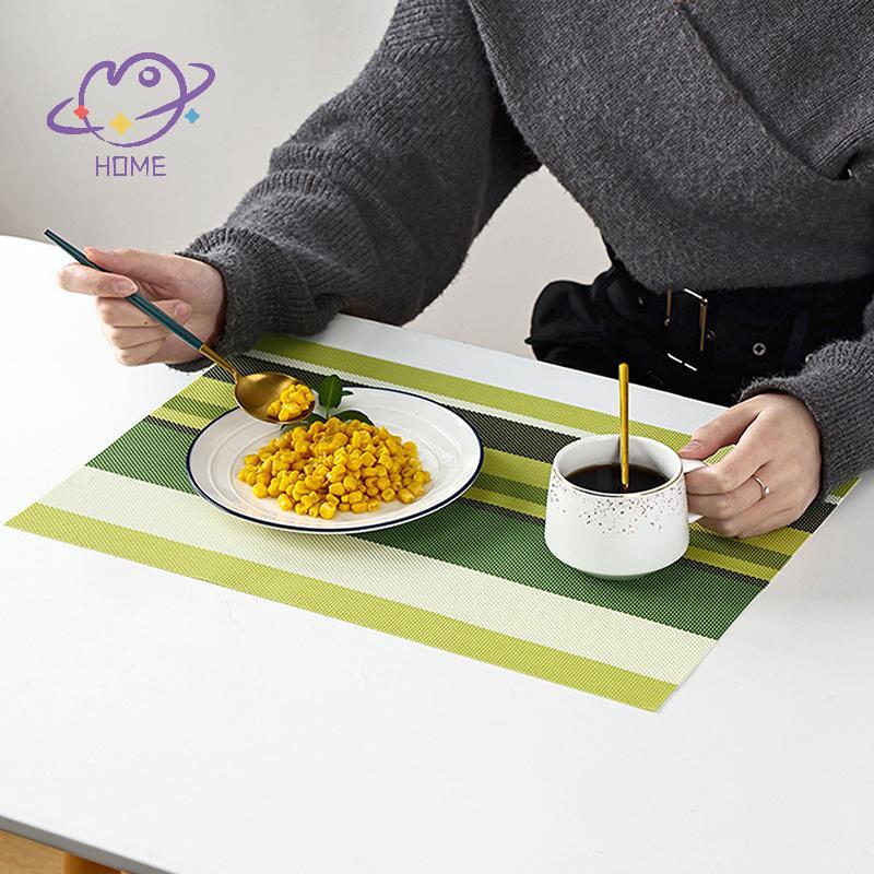 [mayhome] 45×30 ซม.PVC Placemat ลายลื่นกันน้ําตารางเสื่อห้องครัวโต๊ะรับประทานอาหารแผ่นชาม Coasters ตกแต่งบ้าน {TH}