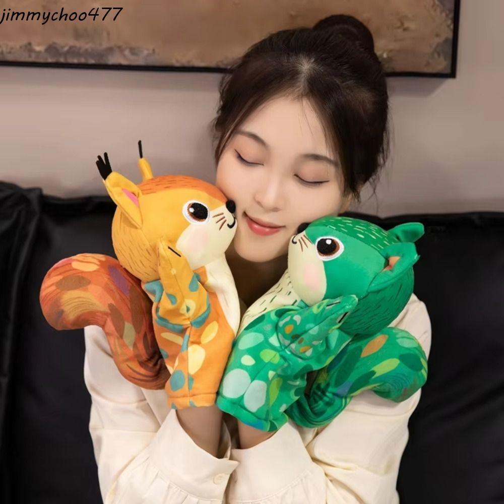 JIMMYCHOO ตุ๊กตาสัตว์, Squirrel Storytelling ตุ๊กตากระรอกของเล่น,ตุ๊กตา Props ของเล่นจําลอง Movable 