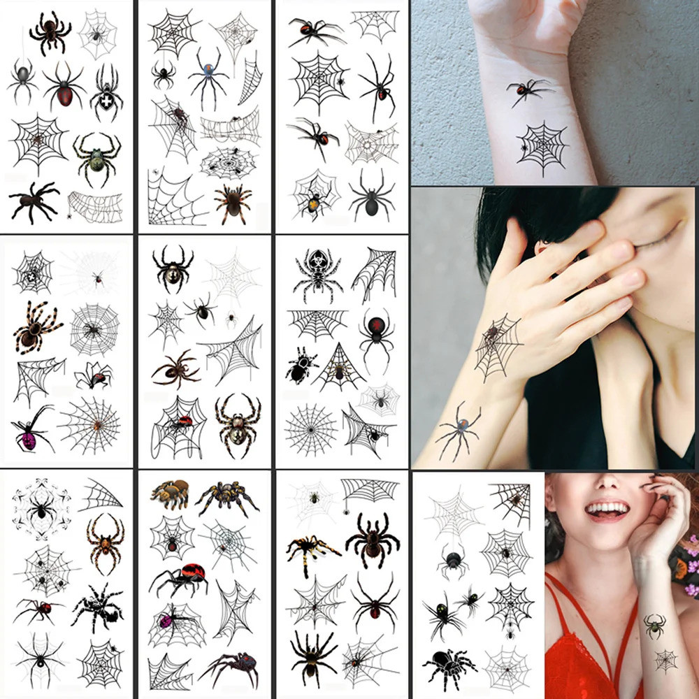สติกเกอร์ลาย Temporary Tattoo Halloween แบบ.Spider Web สำหรับปาร์ตี้