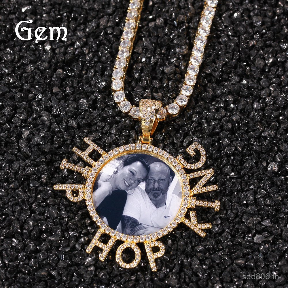 จี้ทองแดงสร้อยคอผู้ชายภาพยุโรปอเมริกันฮิปฮอปฝังเพทายสร้างสรรค์ทําเองตัวอักษรเครื่องประดับอินเทรนด์ข้