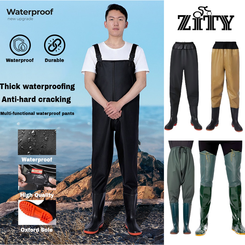 กางเกงบูทกันน้ำ PVC อย่างดี ชุดเอี๊ยมกันน้ำ waterproof pants กางเกงทำสวน