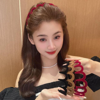 ที่คาดผมคลื่นฟันกํามะหยี่หวานอเนกประสงค์ลื่นห่วงผมผู้หญิงที่มีเนื้อโวลูมินัส