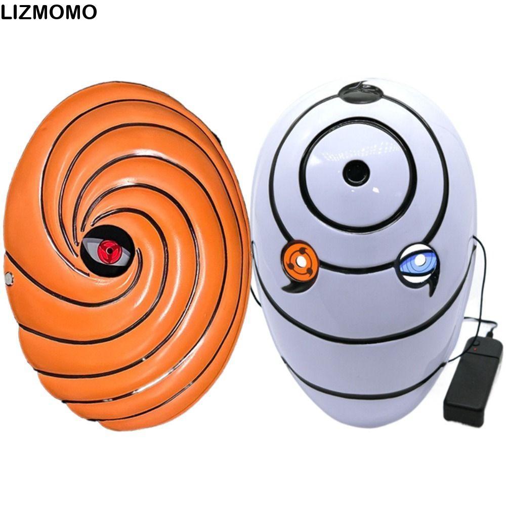 LIZMOMO Glowing Naruto , Uchiha Obito Role Play Sharingan Face Cover, Tobi Cosplay Full Face White G