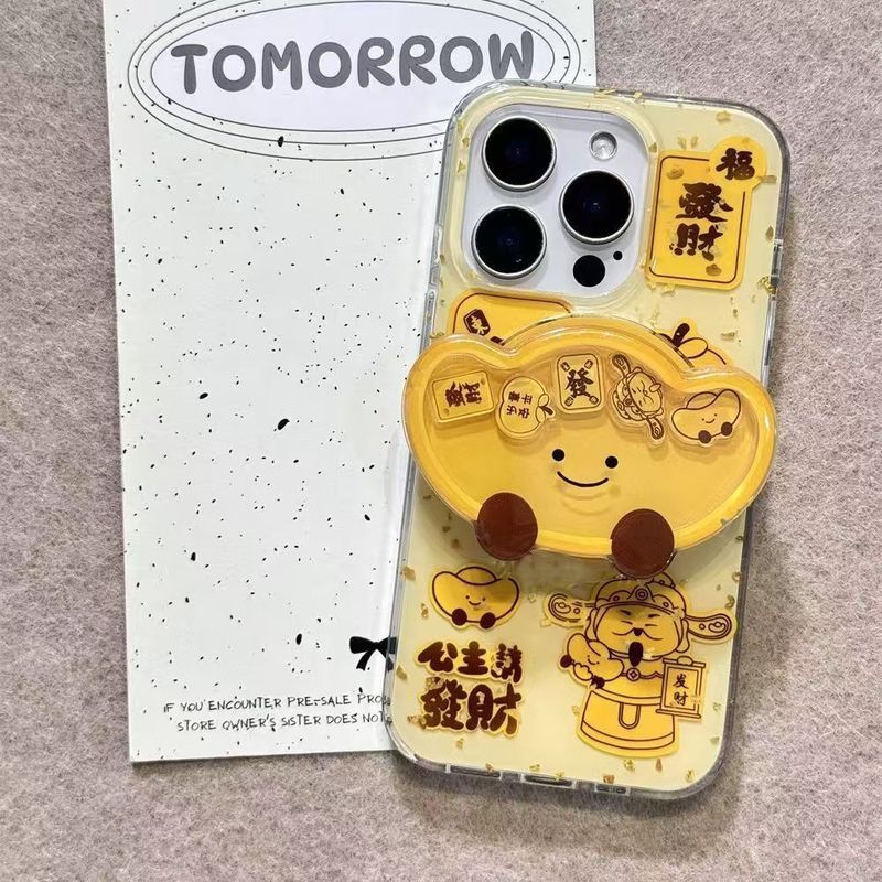 God of Wealth Gold Ingot Shaking Music Bracket Redmi note151413เคสโทรศัพท์ Pro Redmi k80k70e Soft Ca