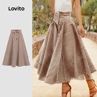 Lovito กระโปรงลําลอง ซิปฤดูใบไม้ผลิ/ฤดูร้อน สีน้ําตาล กระโปร…