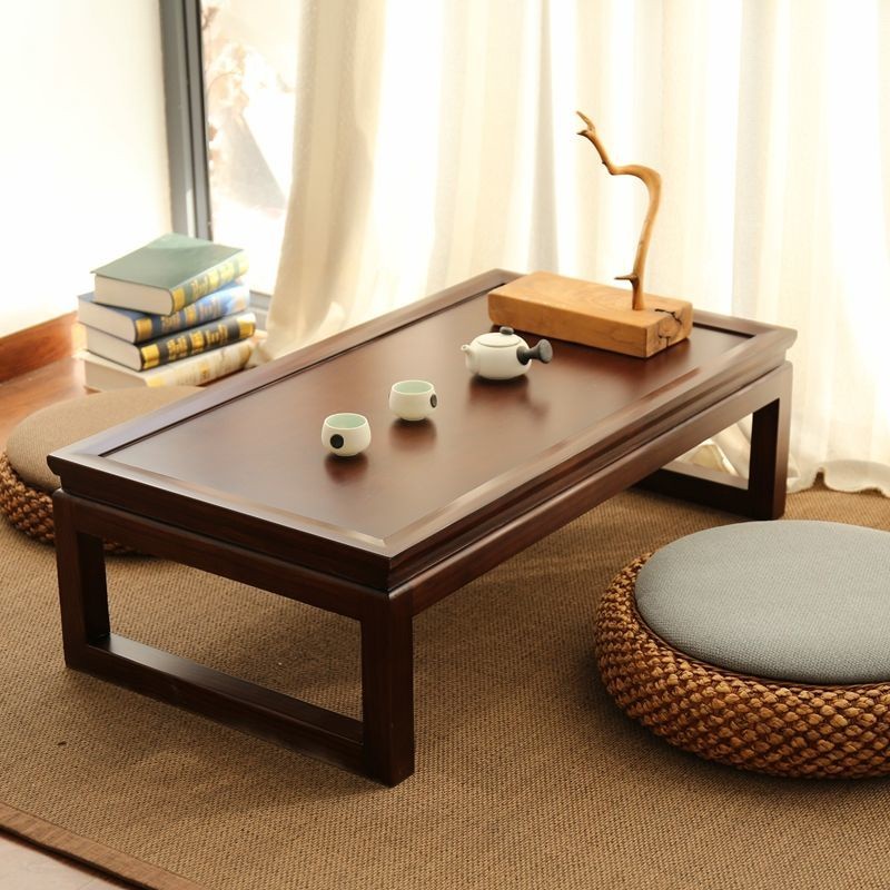 Tea table old elm tatami coffee table solid wood bay window table small coffee table Japanese low ta