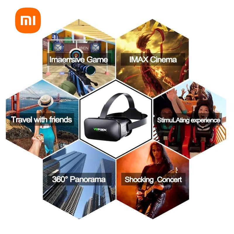 Xiaomi New แว่นตา VR 3D แว่นตาเสมือนจริง VRPARK X6 สำหรับ IOS Android เกมสมาร์ทโฟน