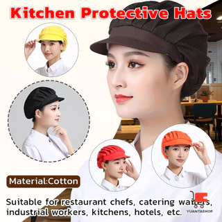 YT หมวกคลุมผมทําอาหาร หมวกแม่ครัว ป้องกันฝุ่น วัสดุผ้าฝ้าย สำหรับงานโรงงาน ผ้าตาข่าย Chef Cap