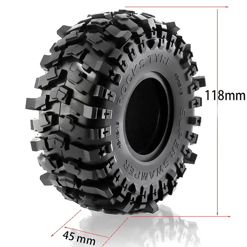 RC 4pcs 1.9 นิ้วยาง Tyre 118*45 มม.สําหรับ 1/10 Rc Crawler รถ Trax Trx4 Axial Scx10 Wraith Scx10 Yik