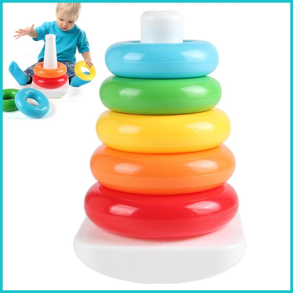 วงกลมซ้อน Rainbow Stacker แหวนของเล่นเพื่อการศึกษาแหวน Stacker Rainbow Stacker แหวนของเล่นเพื่อการศึ