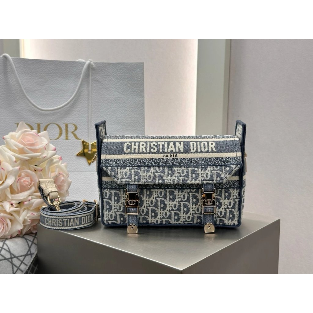 Dior Messenger Bag Small Size พิมพ์ปัก Messenger Bag ความจุขนาดใหญ่