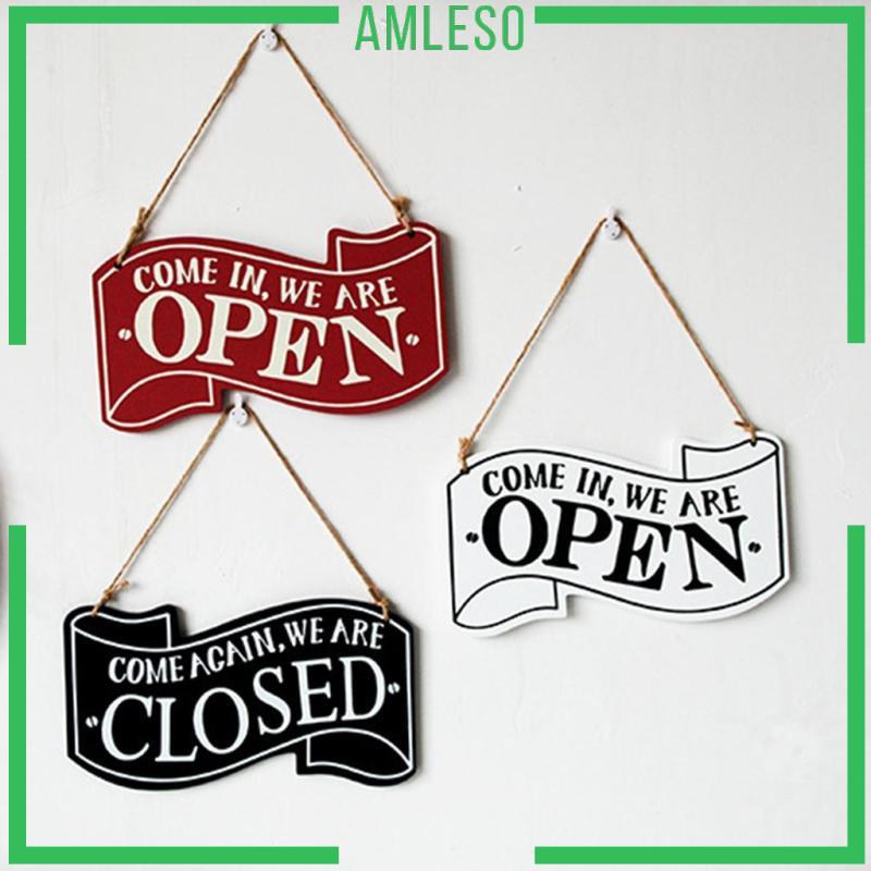 [Amleso] OPEN /CLOSED Shop แขวนประตูป้ายโล่ไม้ชนบท Wall art สําหรับบ้านครอบครัวตกแต่ง