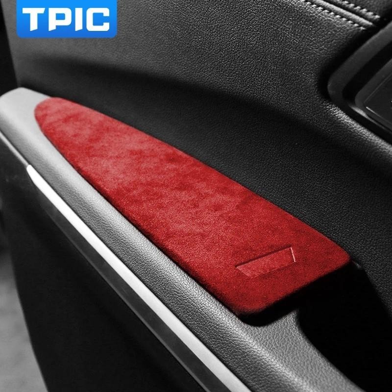 TPIC Alcantara ประตูรถที่เท้าแขนข้อศอกสนับสนุนป้องกัน Pad สติกเกอร์สําหรับ BMW F07 F10 F01 G11 M3 Z4