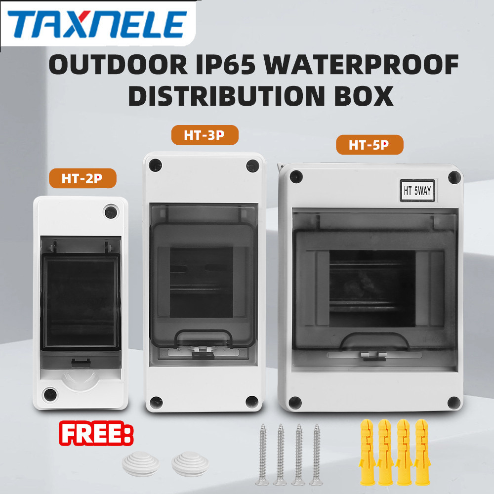 Taxnele HT 2 3 กล่องกระจายไฟฟ้า 5 ทาง IP65 MCB สวิตช์มิเตอร์ ตั้งเวลา PC พลาสติก กันน้ํา