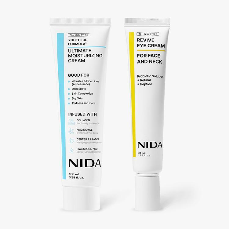COD จากเกาหลี NIDA Daily Ultimate Moisturizing Cream 100ml Repair+NIDA Revive Eye Cream Firming Skincare Eye skin Fine Line 40ml