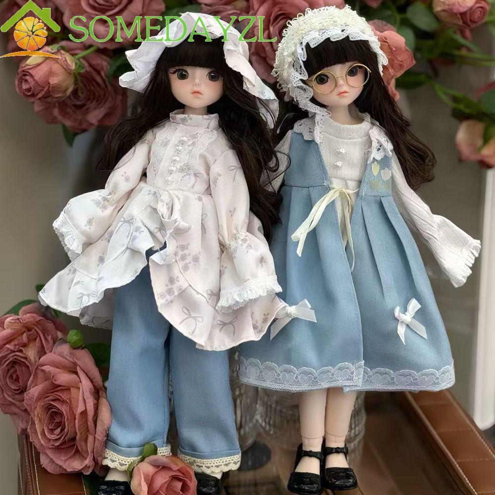 SOMEDAYZL Princess Dress Up ตุ๊กตา BJD ดึงดูดตาผมยาว 30 ซม.ตุ๊กตา Bjd พร้อมเสื้อผ้า, พร้อมวิกผม Make Up Anime Ball Jointed Princess Makeup Ball ตุ๊กตาเด็ก