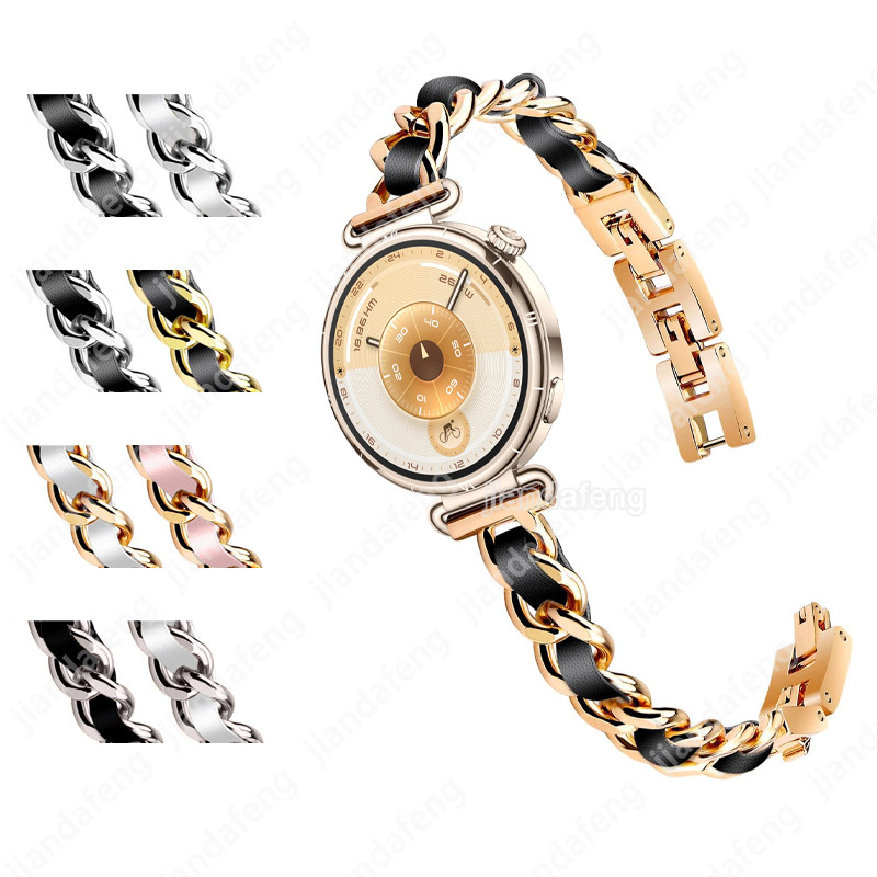 Lady สายรัดข้อมือ 18 มม.สายคล้องคอโลหะสําหรับนาฬิกา Huawei GT6 GT5 GT4 41 มม.GT5 Pro 42 มม.