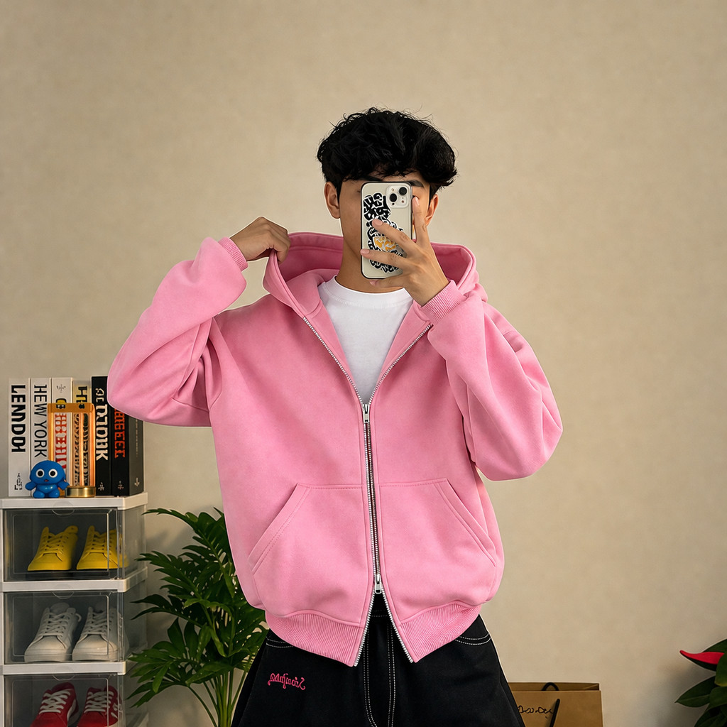 VINTAGECLUB DOUBLE ZIPPER BOXY HOODIE | ZIPPER HOODIE BOXY