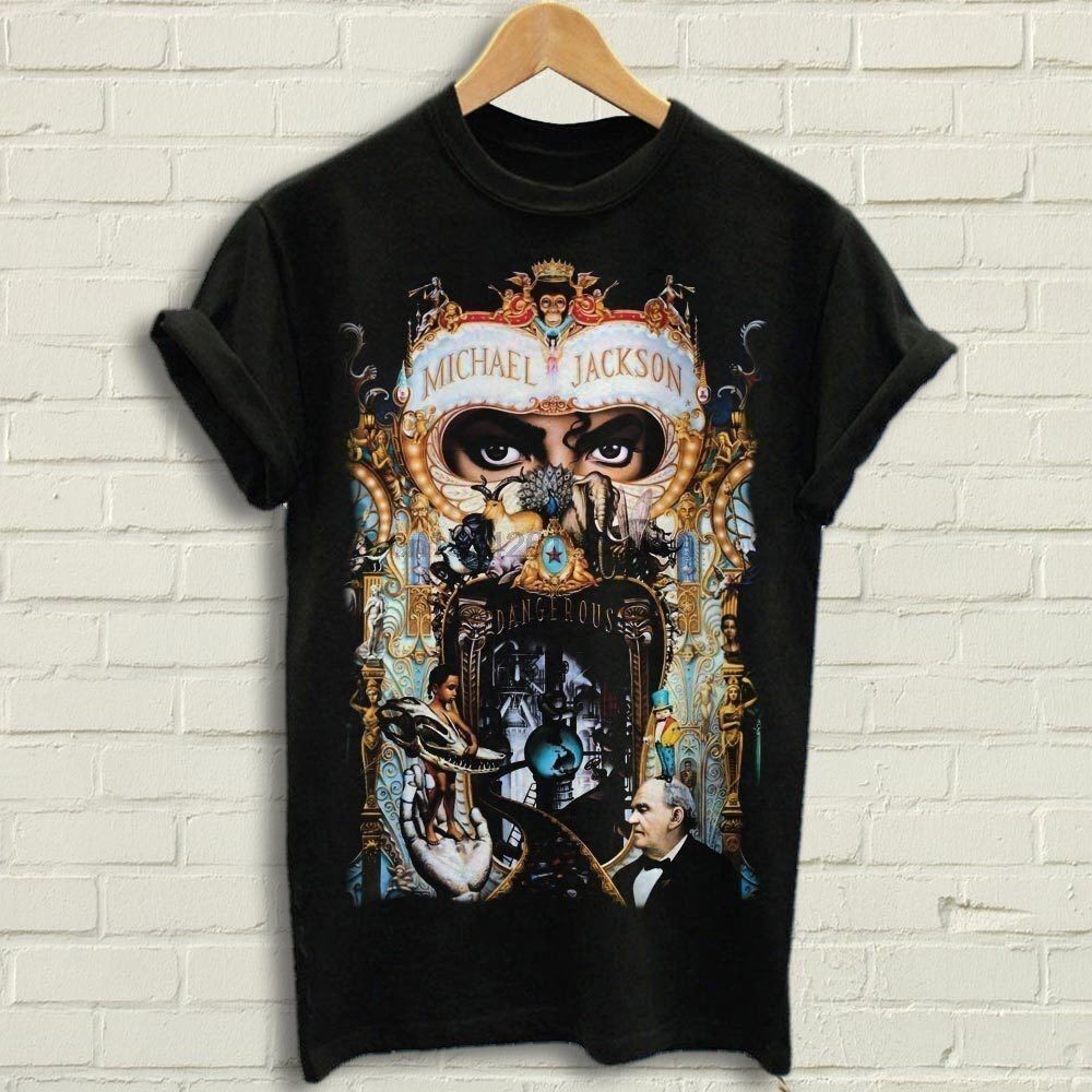 เสื้อยืด Michael Jackson Dangerous สำหรับแฟน ผ้าฝ้ายแท้ คอกลม สีดำ เหมาะกับคนรักดนตรี มีไซส์ S-5XL