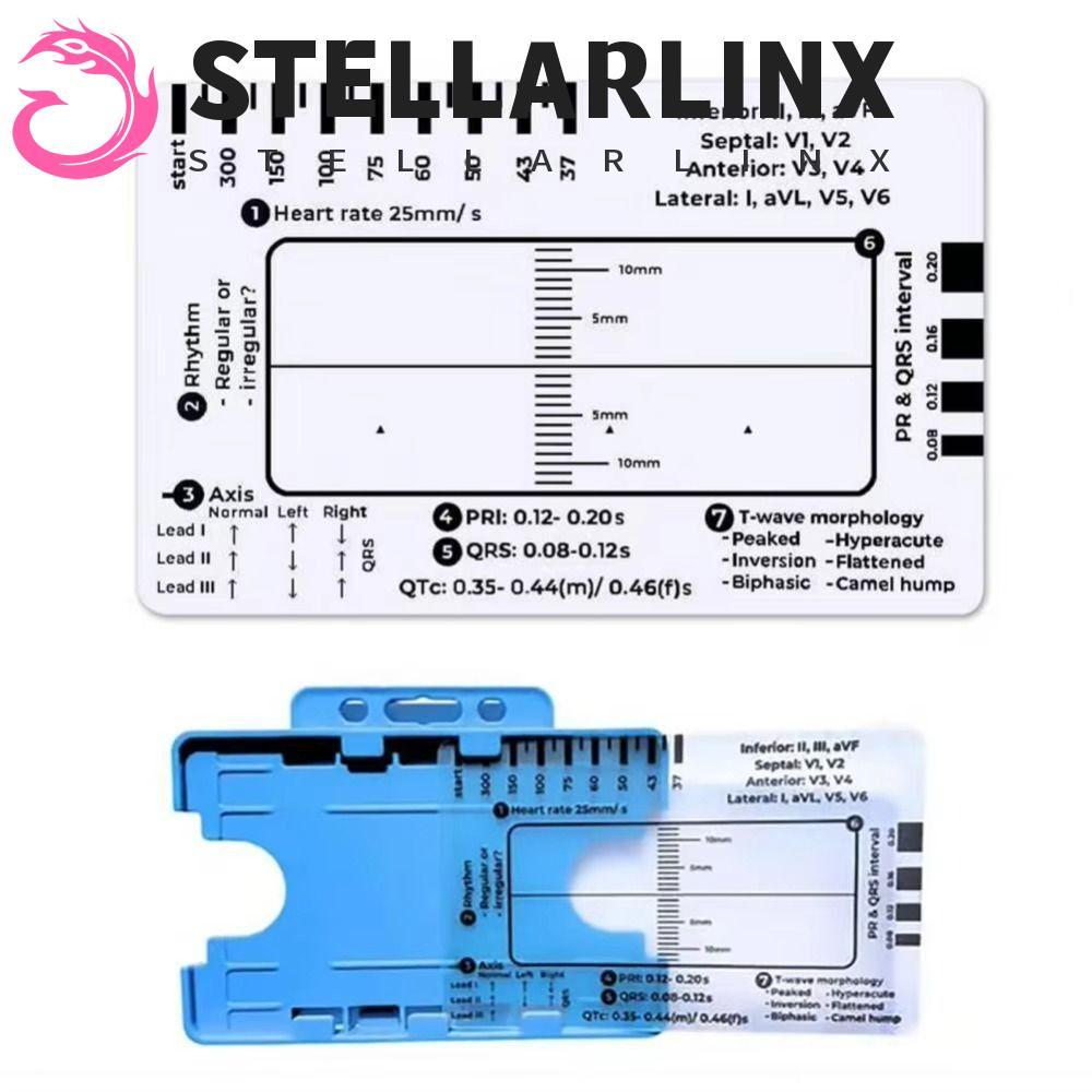 STELLARLINX ECG 7 Step Ruler Card,Interpretation Portable Pocket Ecg/Ekg Reference Guide,พลาสติกฉุกเ