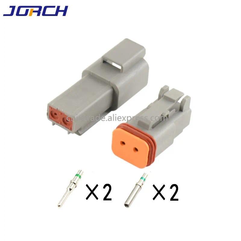 J 2PIN Deutsch DT ขั้วไฟฟ้าตัวผู้ตัวเมียกันน้ำ DT06-2S DT04-2P ขั้วสีเขียว0460-215-16141 0462-209-16