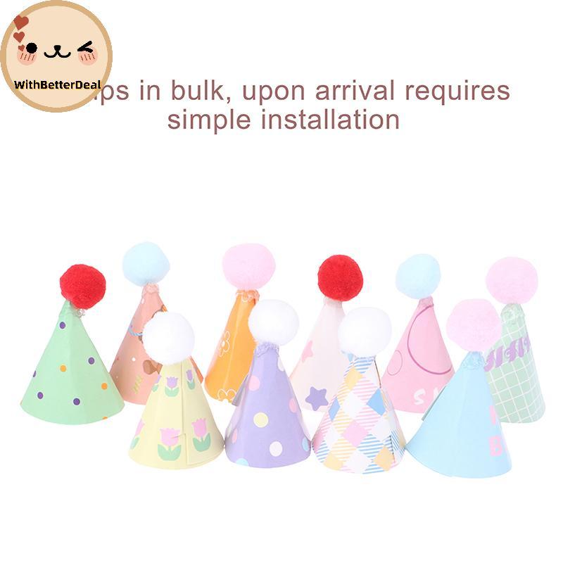 BETTER 10 ชิ้น/เซ็ต DIY Mini หมวกเค้กเบเกอรี่ Topper 1:12 Dollhouse Miniature หมวกหมีวันเกิด Hairball คริสต์มาส ตกแต่งฉากของเล่น TH