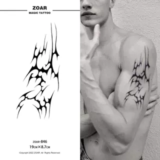 !!ส่งจากไทย!! ZOAR แทททูกันน้ำ ลายสายฟ้าผีเสื้อ Magic Tattoo สมุนไพร กึ่งถาวร ติดทน 2 สัปดาห์ BLACK