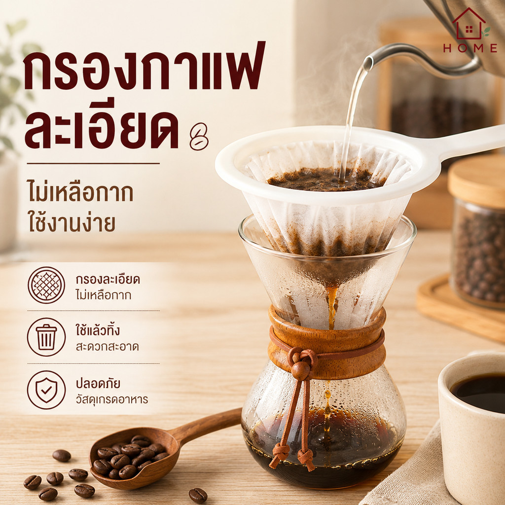 Home007 กระชอนตาข่าย ไนล่อน กรองผงกาแฟ นมถั่วเหลือง รูปที่ 2