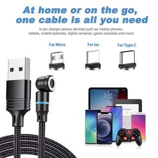 3A Fast Charging Rotatable Magnetic Charging Cable Type C Micro USB Data Cable For iPhone Xiaomi Oneplus Oppo Realme 540