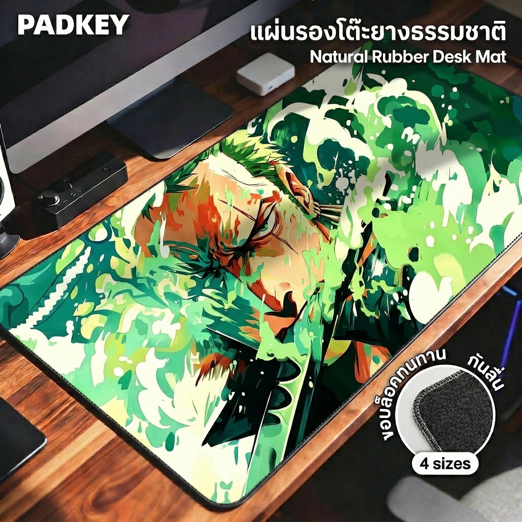 แผ่นรองเมาส์วันพีช | แผ่นรองเมาส์เกม | สไตล์ลิมิเต็ด | ยางธรรมชาติ | โรโนอา โซโล | กันลื่น | ส่งตรงไทย