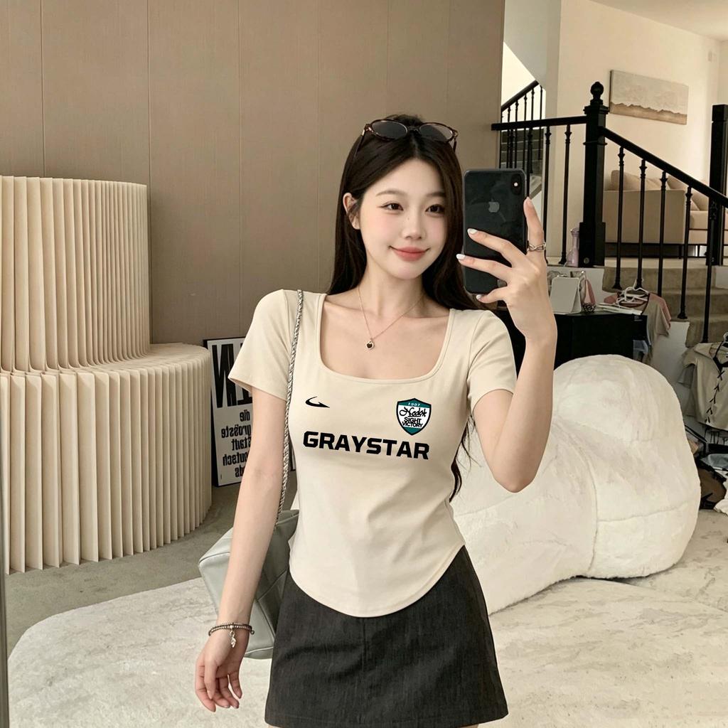 M-4XL เสื้อเบลาส์สไตล์ฤดูร้อน เสื้อฮาวายผู้หญิงลายมินิมอล เสื้อ คอ ยู เข้า รูป เสื้อยืดแขนสั้นพิมพ์ลาย เนื้อผ้าสบาย
