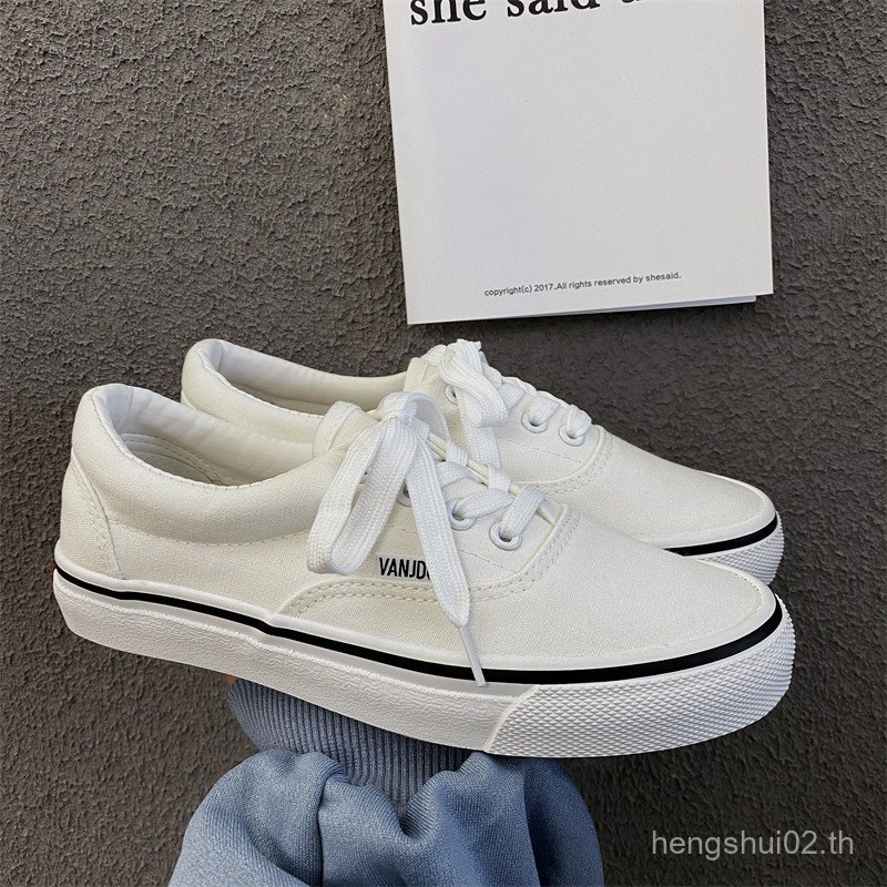 คลาสสิกรองเท้าสีขาวหญิงอินเทรนด์นักเรียน Street ยิงผ้าใบรองเท้า Retro All-Match Low-Top รองเท้าผ้าใบ