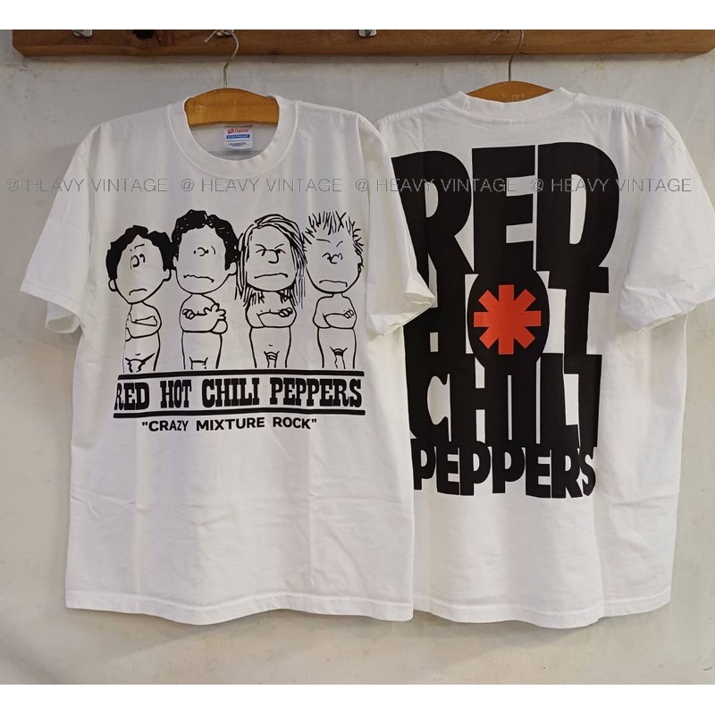 REDHOT CHILLI PEPPERS CRAZY MIXTURE ROCK red logo เสื้อวินเทจ เสื้อการ์ตูน วงร๊อค heavy vintage shirt