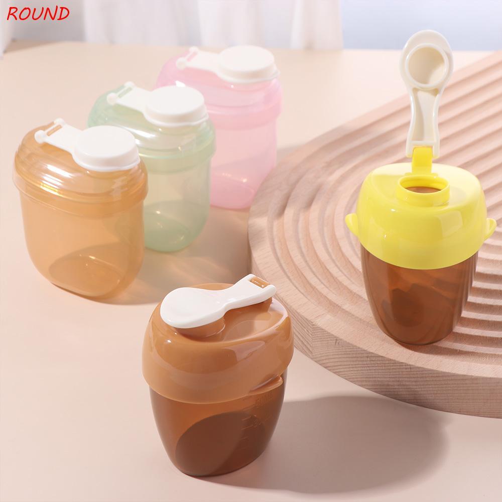 ROUND Toddle Snacks Container, พร้อมช้อนนมผง กล่องข้าวกลางวัน กล่องนมผงเด็ก, นมผงน่ารัก Essential Ce