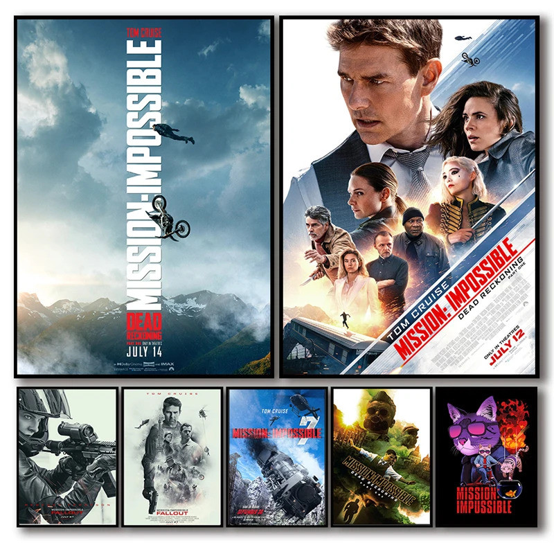 2023 Pop Movie Mission Impossible 7 โปสเตอร์สุนทรียศาสตร์ MI7 เก่าฟิล์ม Dead Reckoning IMF ผ้าใบภาพว