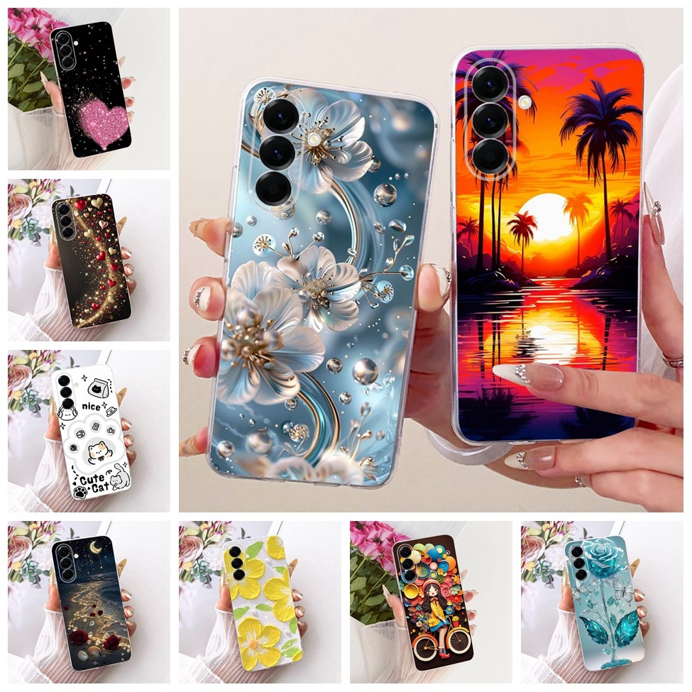 ปลอกสําหรับ Samsung Galaxy A57 5G สําหรับ Samsung A57 5G ฝาครอบแมวน่ารักแฟชั่นผีเสื้อหรูหราทาสี