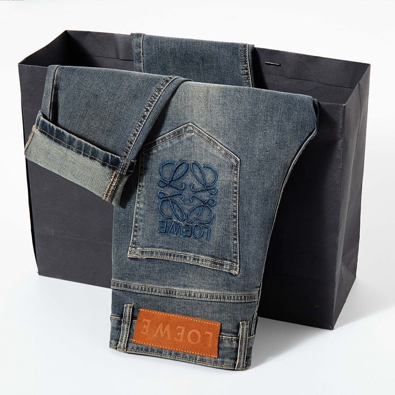กางเกงยีนส์ผู้ชาย LOEWE1255 สไตล์ใหม่ ทรงเข้ารูปยืด