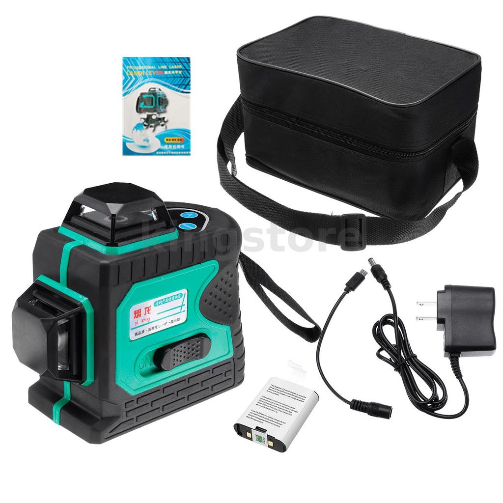 3D Green Auto Laser Level 12 Lines 360° เครื่องมือสร้างกากบาทแนวนอนและแนวตั้ง