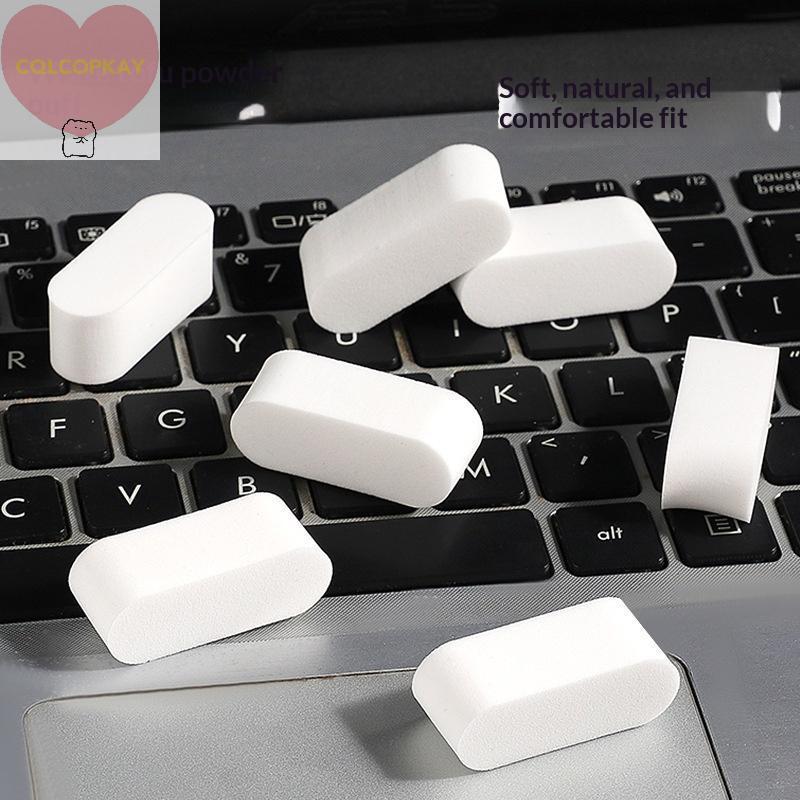 HANHAI 10 ชิ้นฟองน้ําแต่งหน้านุ่มเปียกและแห้งใช้พัฟสีขาว Foundation คอนซีลเลอร์ Smearing แป้งพัฟเครื