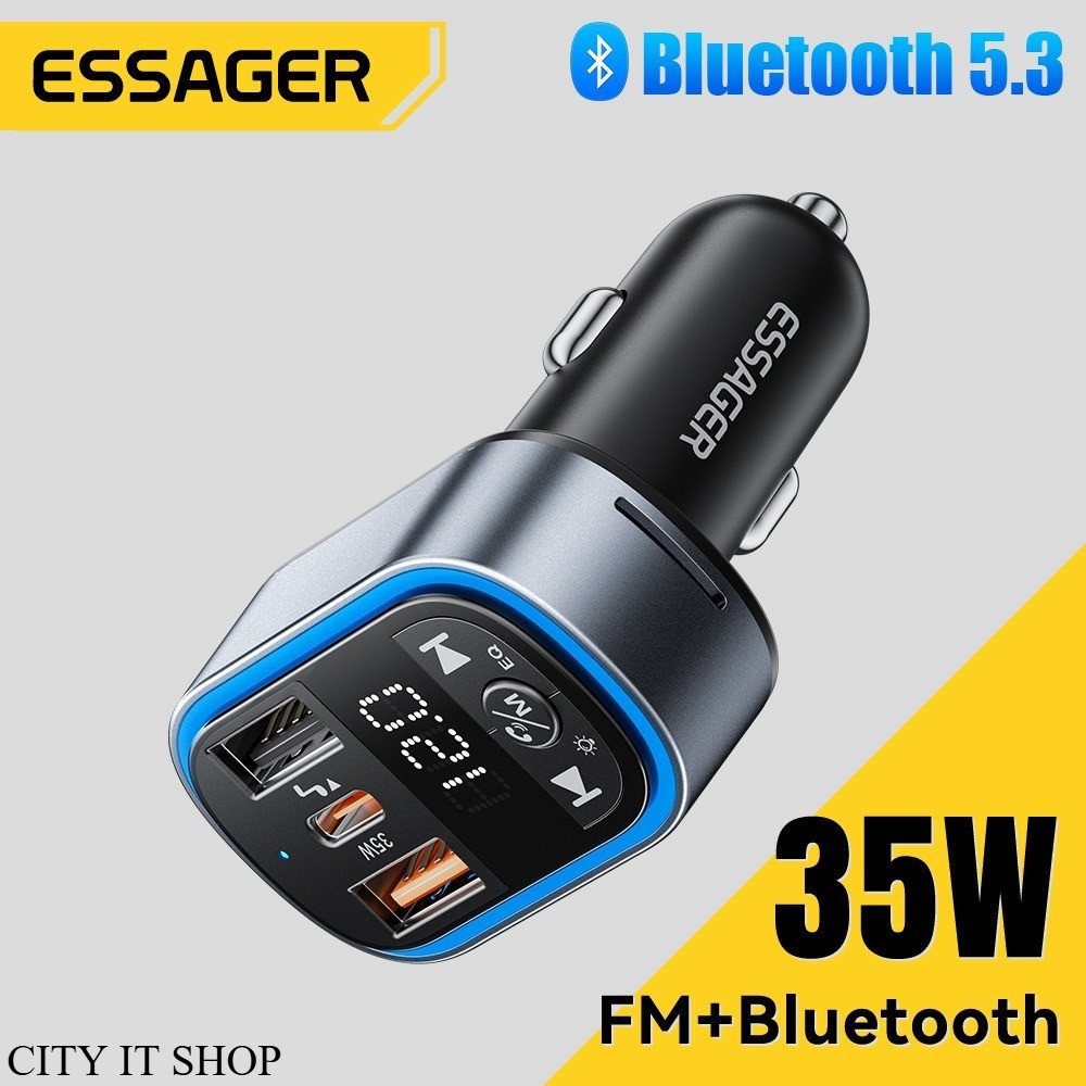 Essager เครื่องเล่น MP3 คุณภาพเสียงคมชัด พร้อมชาร์จ USB คู่และเชื่อมต่อ Bluetooth PD 35W Fast Car Charger  F35W พร้อมส่ง
