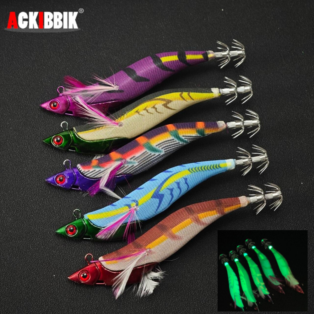 Glow Shrimp Fishing Lure Saltwater Squid Jig Fishing Lures Cuttlefish Shrimp Baits Sea Fishing Bass 