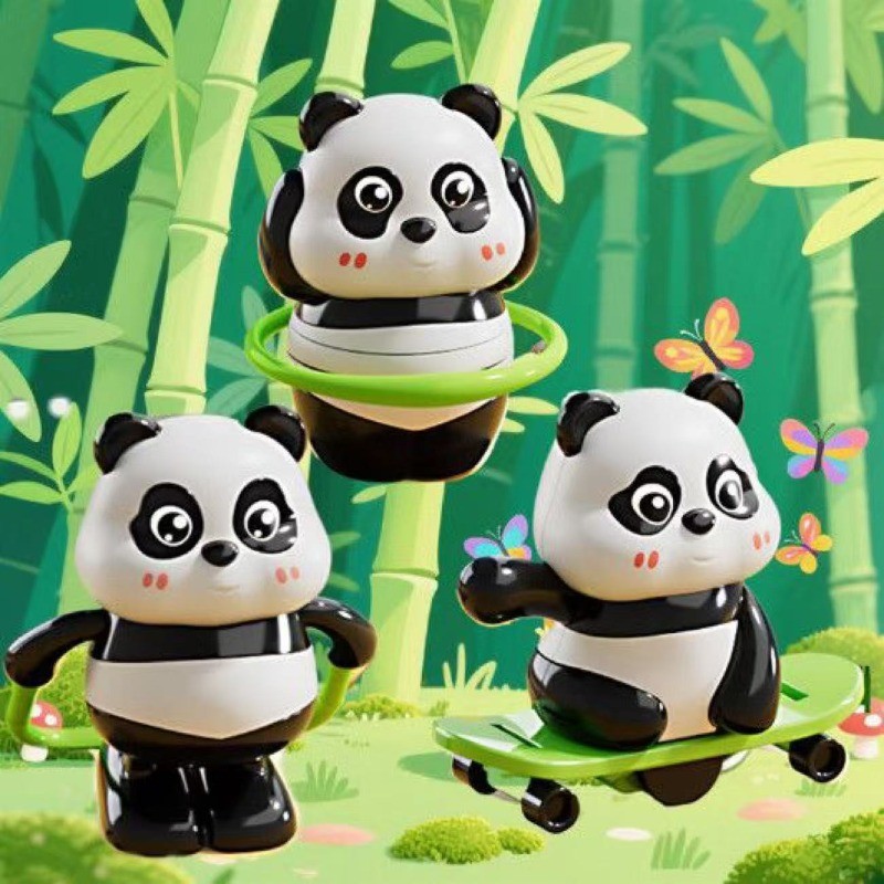 ของเล่นไขลาน Creative Jump Rope Skateboard Hula Hoop Panda Clockwork ของเล่นน่ารักสนุกของเล่นเด็กของ