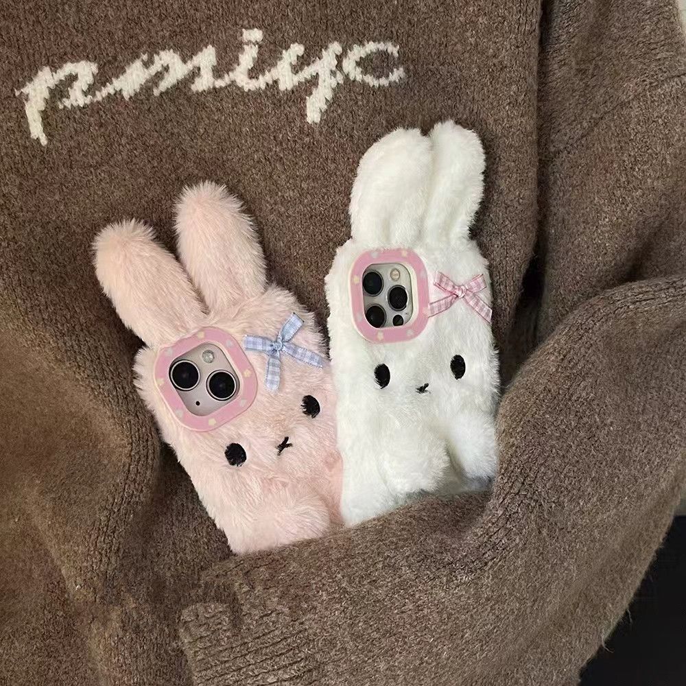 เหมาะสําหรับ Miffhee กระต่าย Phone16/15ProMax เคสโทรศัพท์ 13 Plush 14 ซิลิโคน 12 หญิง XR/8Plus สําหร