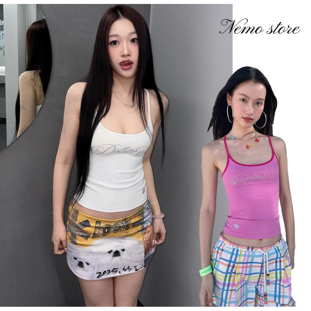 Nemo store🌸#FY3590 เสื้อสายเดี่ยว เสริมฟองน้ำ สีสดใส สไตล์สาวเท่