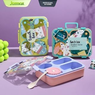 Kotak Bekal Anak Anti Tumpah Seal Karet Lunchbox Set Kotak Makan Anak 3&4 Sekat