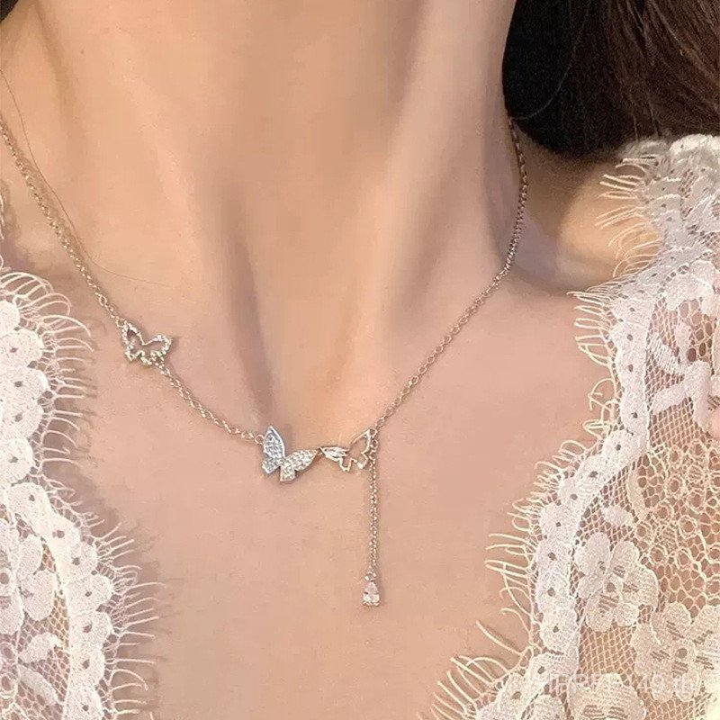 สร้อยคอลายผีเสื้อสไตล์ Niche Mori ทำจากเงินสเตอร์ลิง S925 เครื่องประดับแฟชันสำหรับผู้หญิง ผลิตภัณฑ์ใ