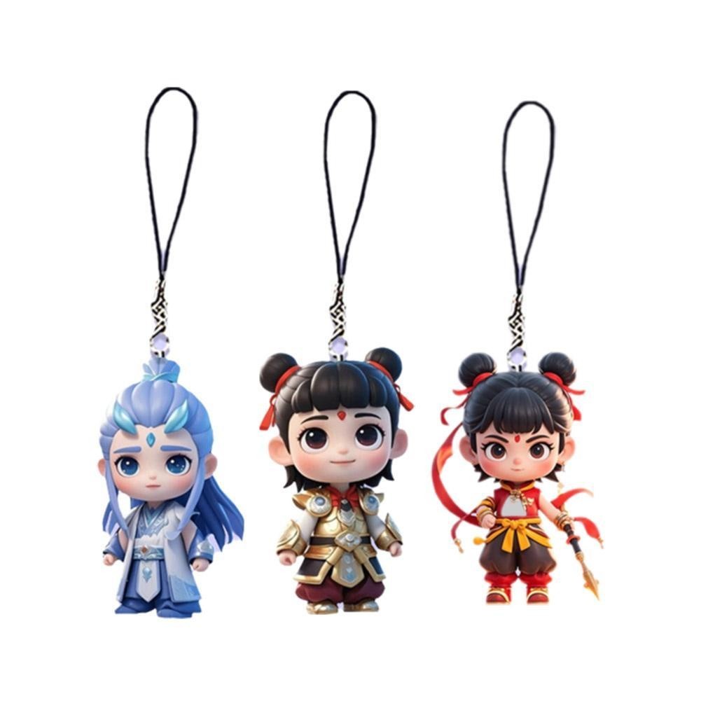 Creative Nezha พวงกุญแจขนาดเล็กสดหวานน่ารักจี้สไตล์เดียวกัน 2d ตุ๊กตาพวงกุญแจ R6r9
