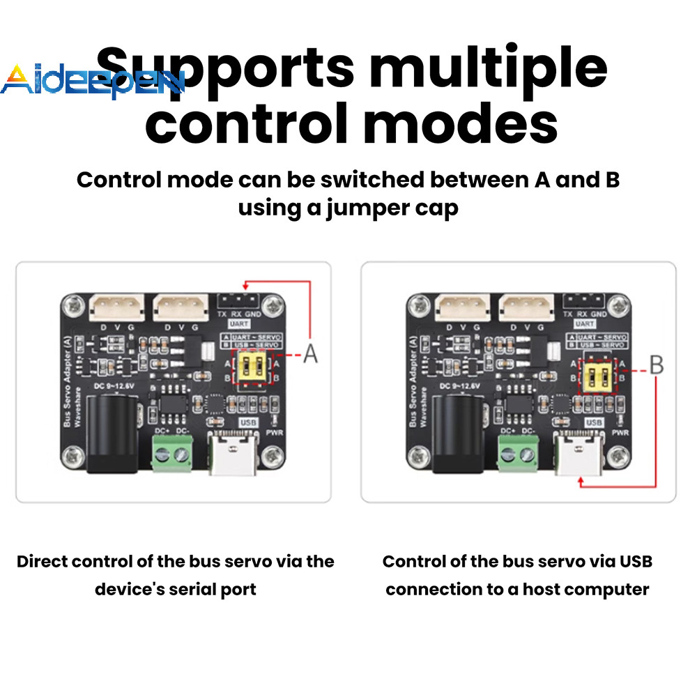 AIDEEPEN DC 9-12.6V Serial Bus Servo Driver โมดูลสําหรับ ST/SC Series หุ่นยนต์/Raspberry Pi UART สําหรับคอมพิวเตอร์